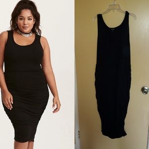 Torrid size black shirred bodycon jersey dress